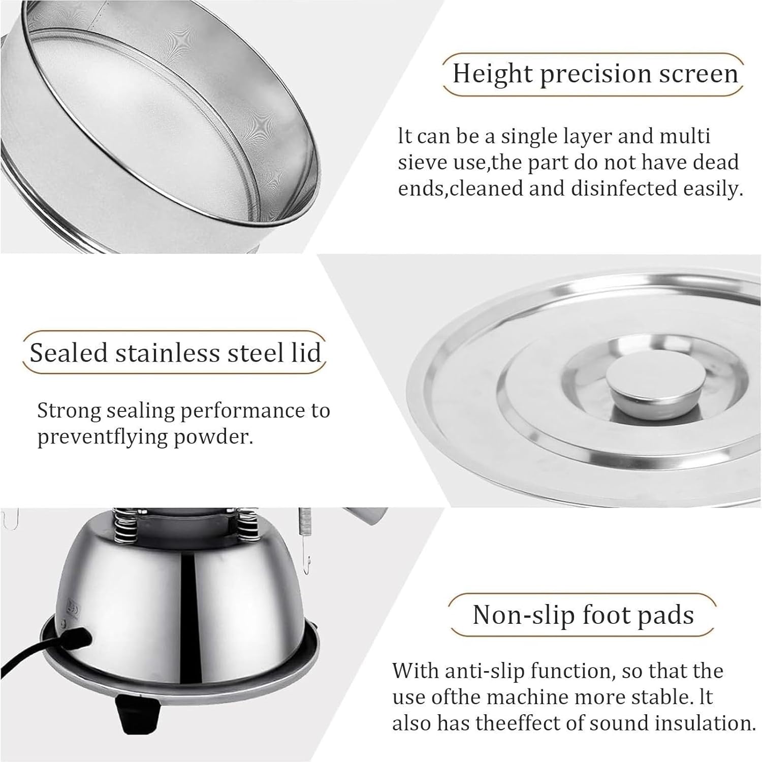 Automatic P-o-w-d-e-r Sifter Electric Flour Sifter Automatic Sieve Shaker Vibrating Sifter Electric Sifter for Baking Vibrating(60Mesh)