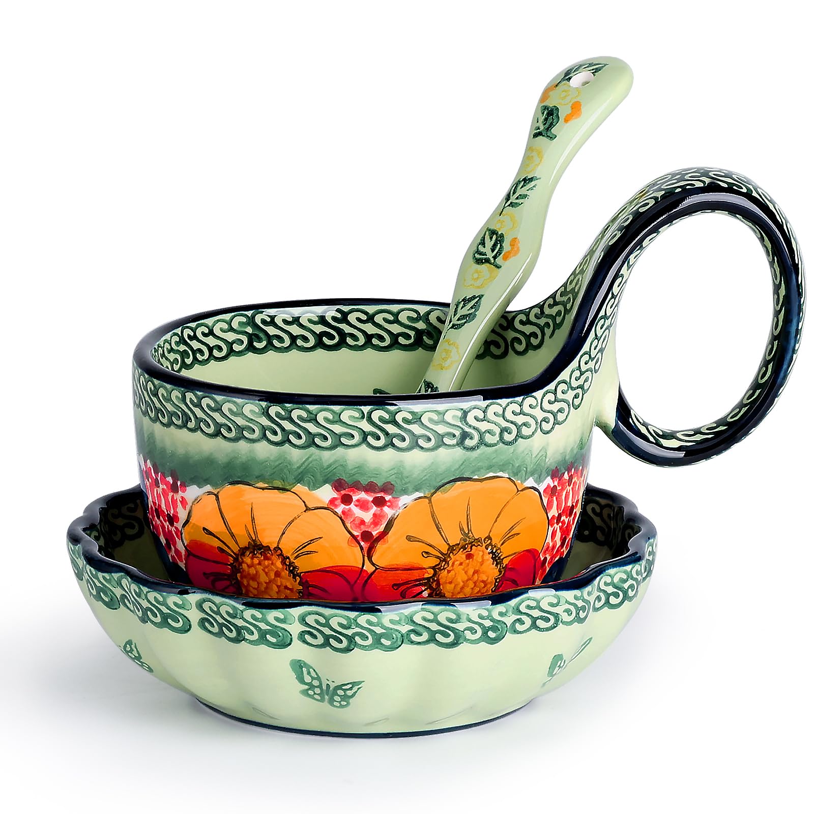 Amazon.com | silesia Handmade Loop Handle Soup Bowl, Plate and