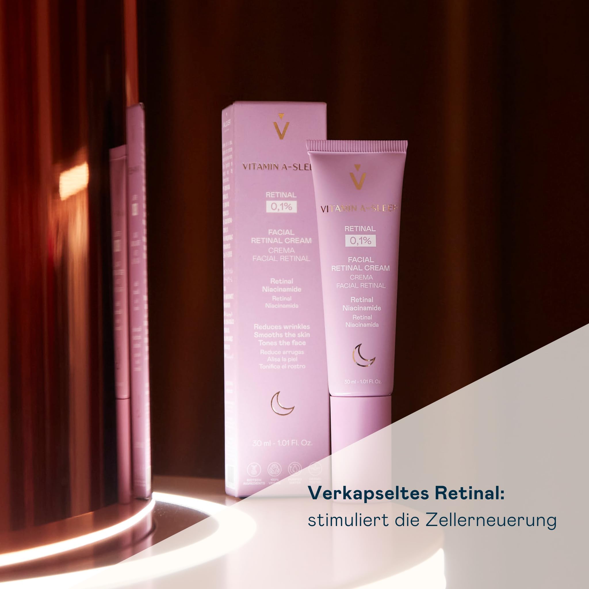 VALQUER Retinal Nachtcreme 0,1% Vitamin A-Sleep | 30 ml | Anti-Aging Pflege mit Niacinamid | Anti-Falten & Straffende Wirkung für Ebenmäßigen Teint | Vegan