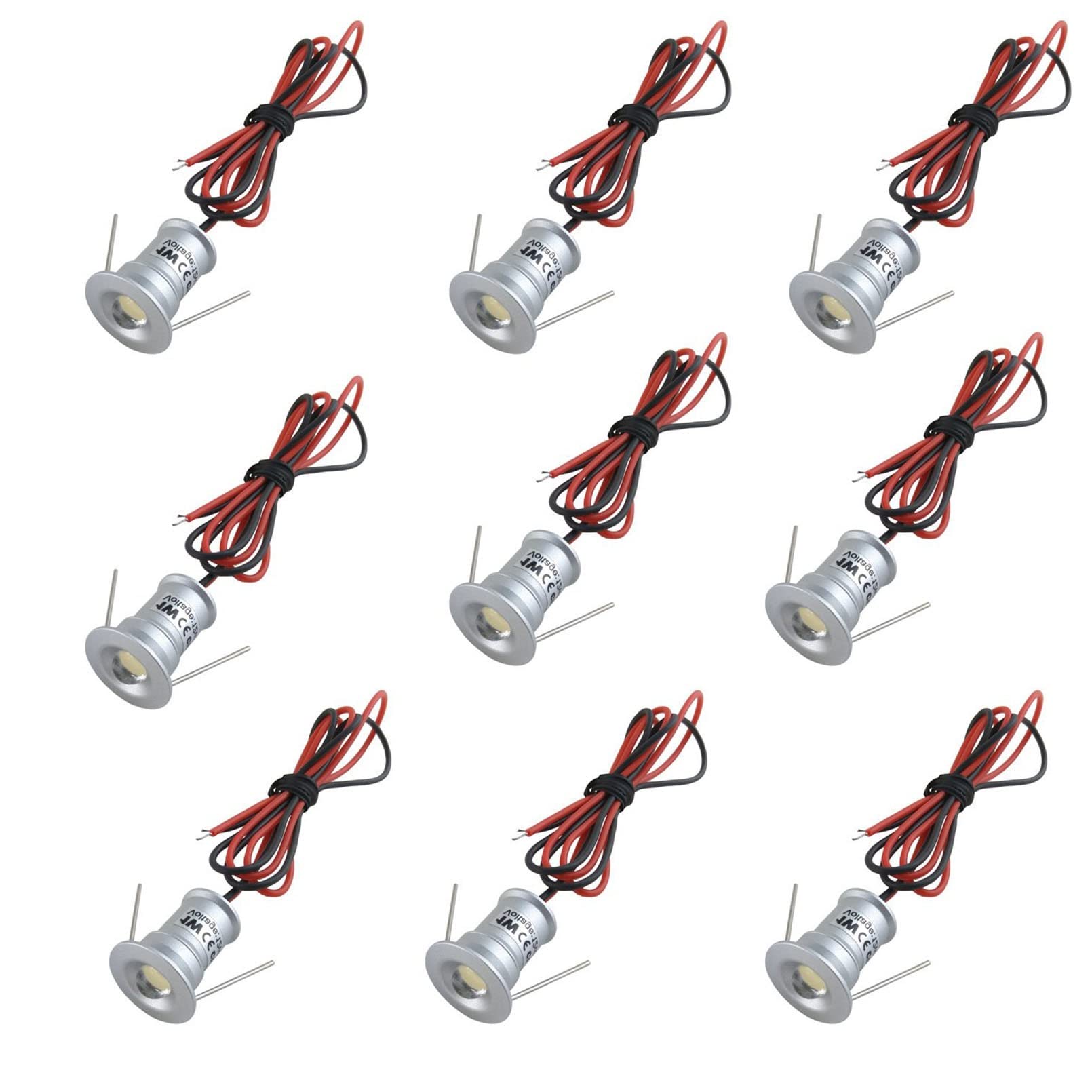 9 Mini Faretti da Incasso - Luci LED da 12 V Sottopensile, con Cavo Cablato E Connettori for Illuminazione Interna di Armadi, Librerie E Scale(Warm White,30 Degrees)