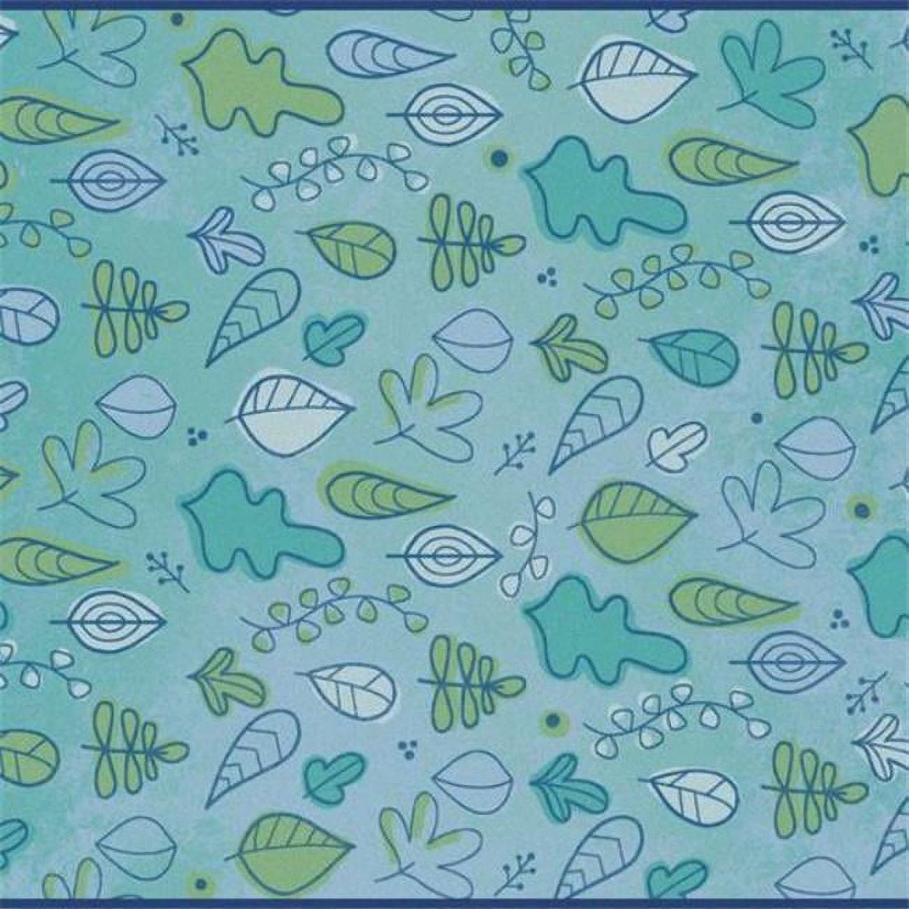 6 x 9 ft. Rectangle Kidsoft Falling Leaves Border Rug - Blue