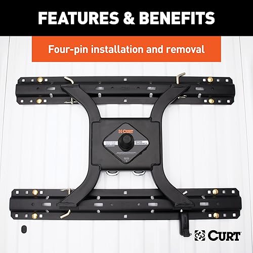 Miniatura 7 de CURT, placa con pivote cuello de cisne para remolque con quinto neumático 16085 Spyder