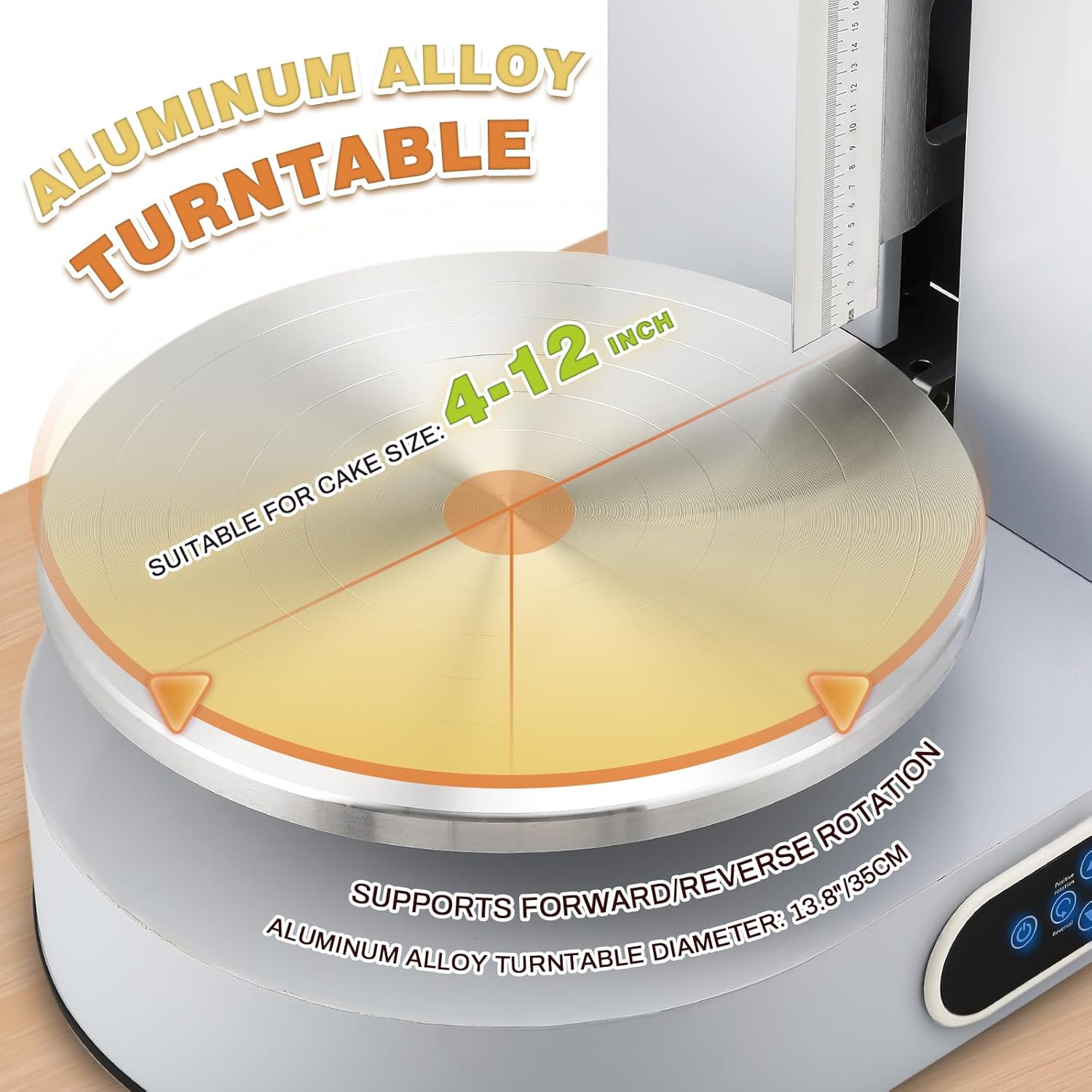 NEWTRY Electric Cake Decorating Machine Semi Automatic Cream Butter Coating Machine Icing Machine Surface Scraper for 4-12 inch Cakes 110V US