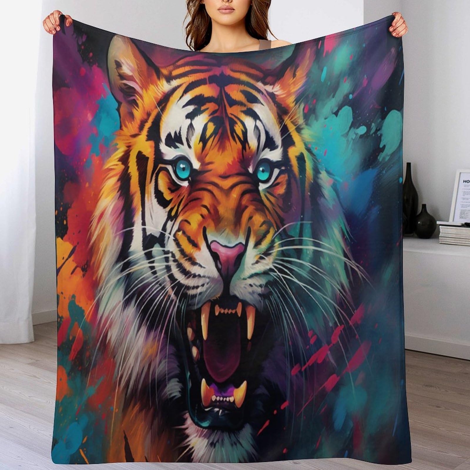 Couverture tigre hypoallergénique pour peaux sensibles et lit