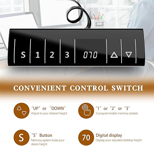 Miniatura 4 de Shintenchi Escritorio eléctrico de altura ajustable, escritorio de computadora de pie de 63 x 24 pulgadas, escritorio de trabajo para oficina en