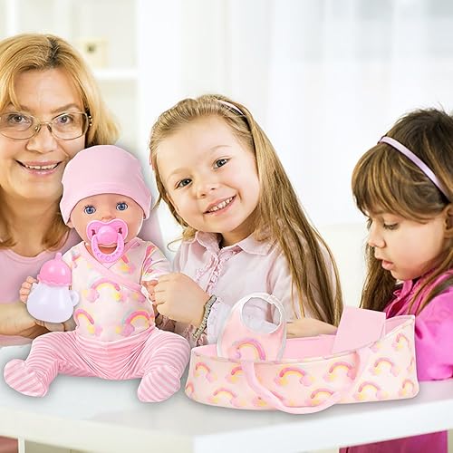 Miniatura 2 de ZITA ELEMENT 8 piezas de ropa de muñeca de bebé con moisés para muñecas de 17 a 22 pulgadas, ropa de muñeca de bebé, accesorios para muñeca de bebé