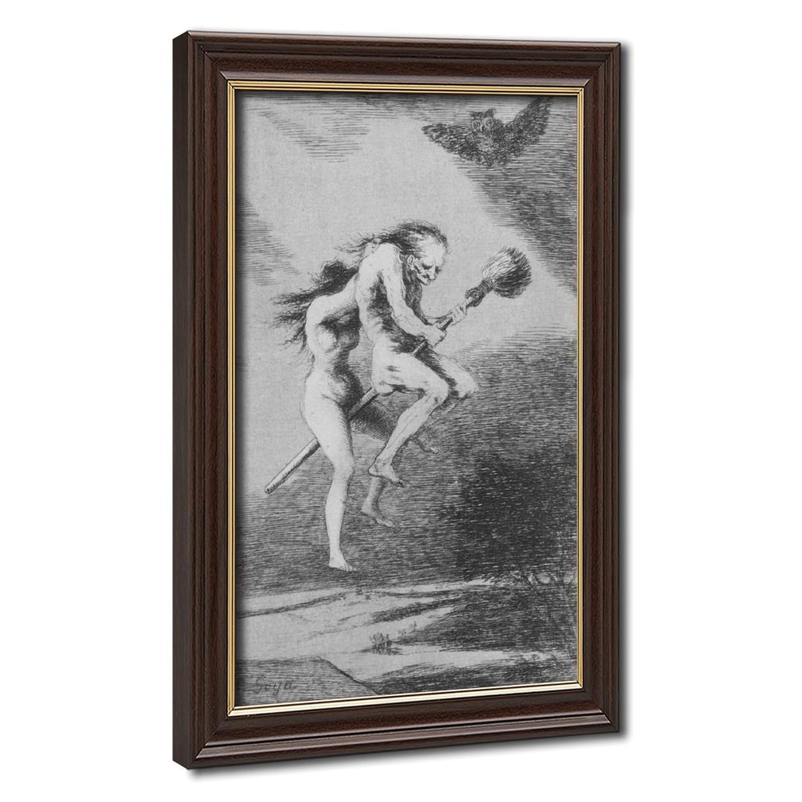 WCYB Witches on A Broomstick by Francisco Goya Posters Prints Canvas Deco Paintings Wall Art Hangable Frame 20" L X 30" W