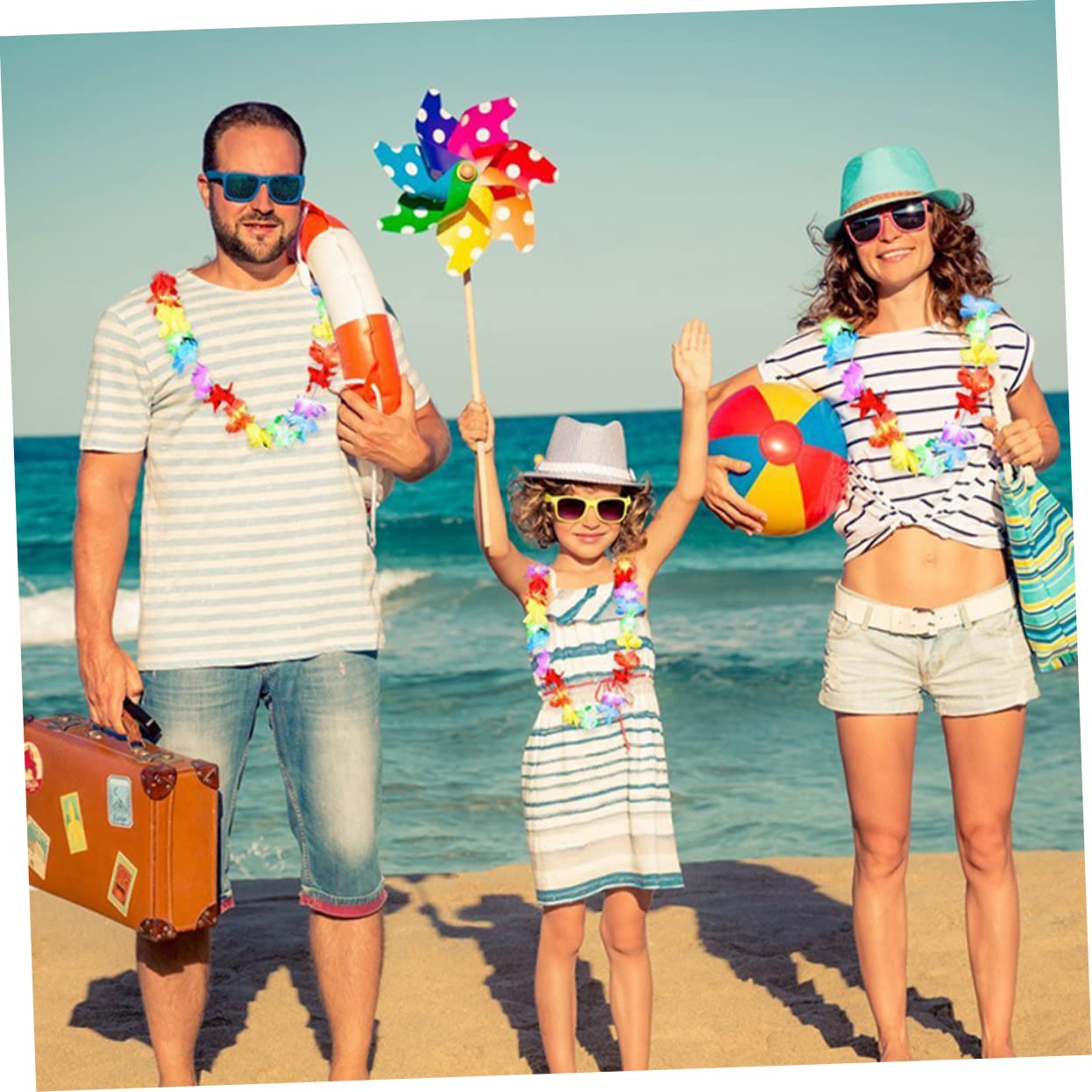 KOMBIUDA 50pezzi Ghirlande Hawaiane in Stoffa Decorazioni Tropicali Per Feste Luau Articoli Per Feste in Spiaggia Colori Delicati e Duraturi Adatte Tema