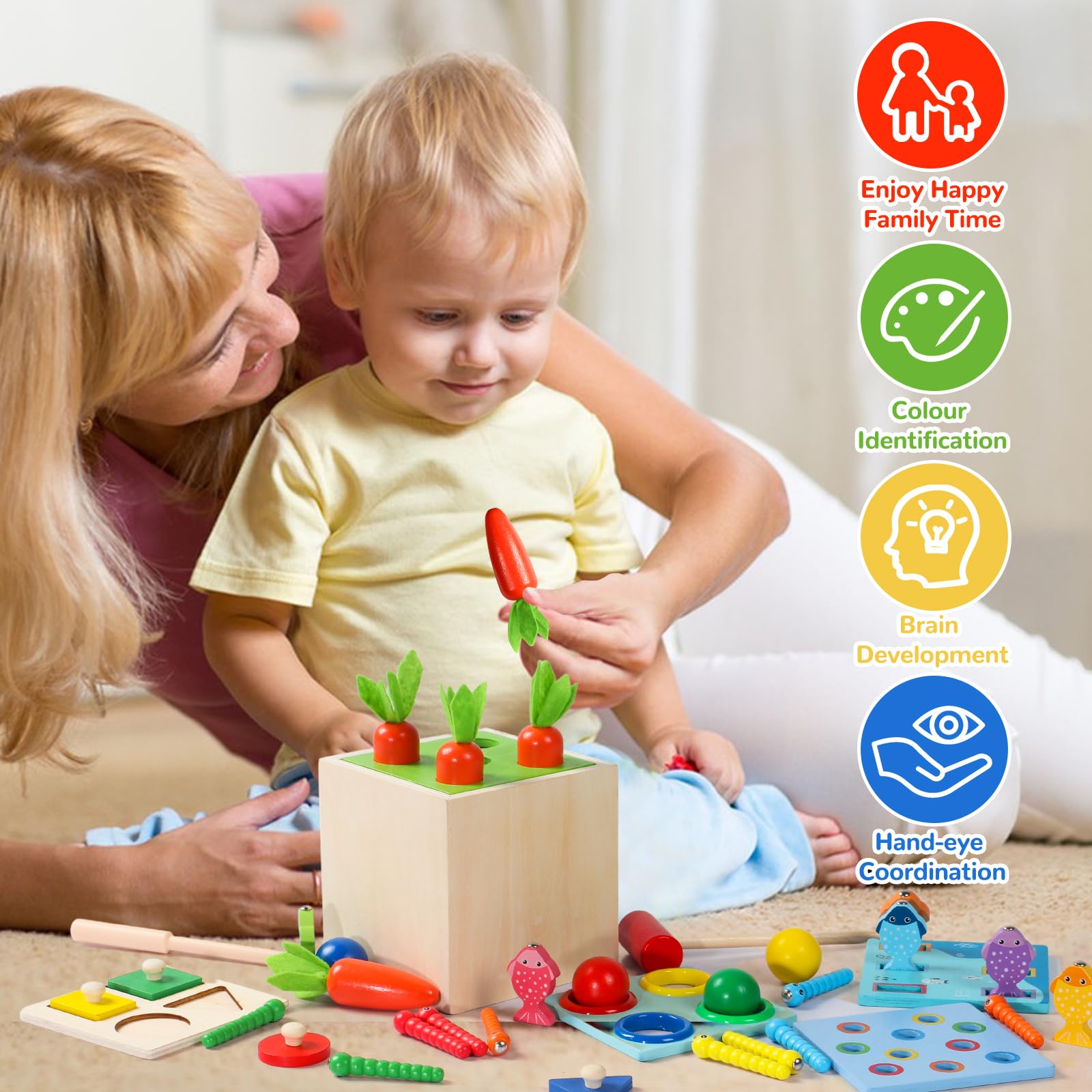 Jeu De Pêche à La Ligne Montessori 22 Pièces | Pour Enfants 1-3 Ans, Développement Motricité Et Apprentissage
