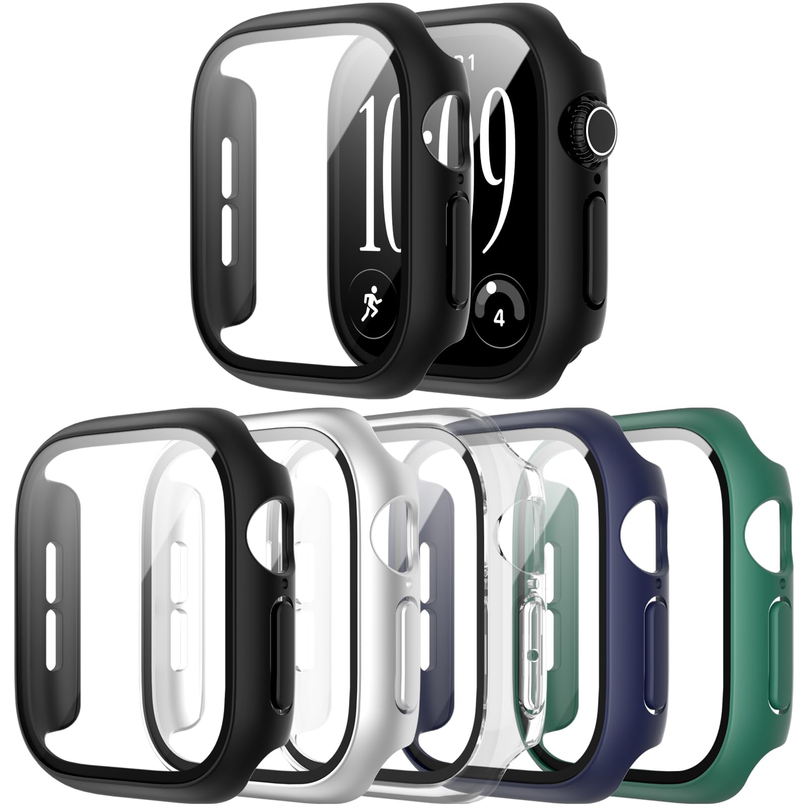 5 Pack Case for Apple Watch Series 12 46mm with Screen Protector black/silver/clear/darkblue/green for 46mm Series 12(2026)