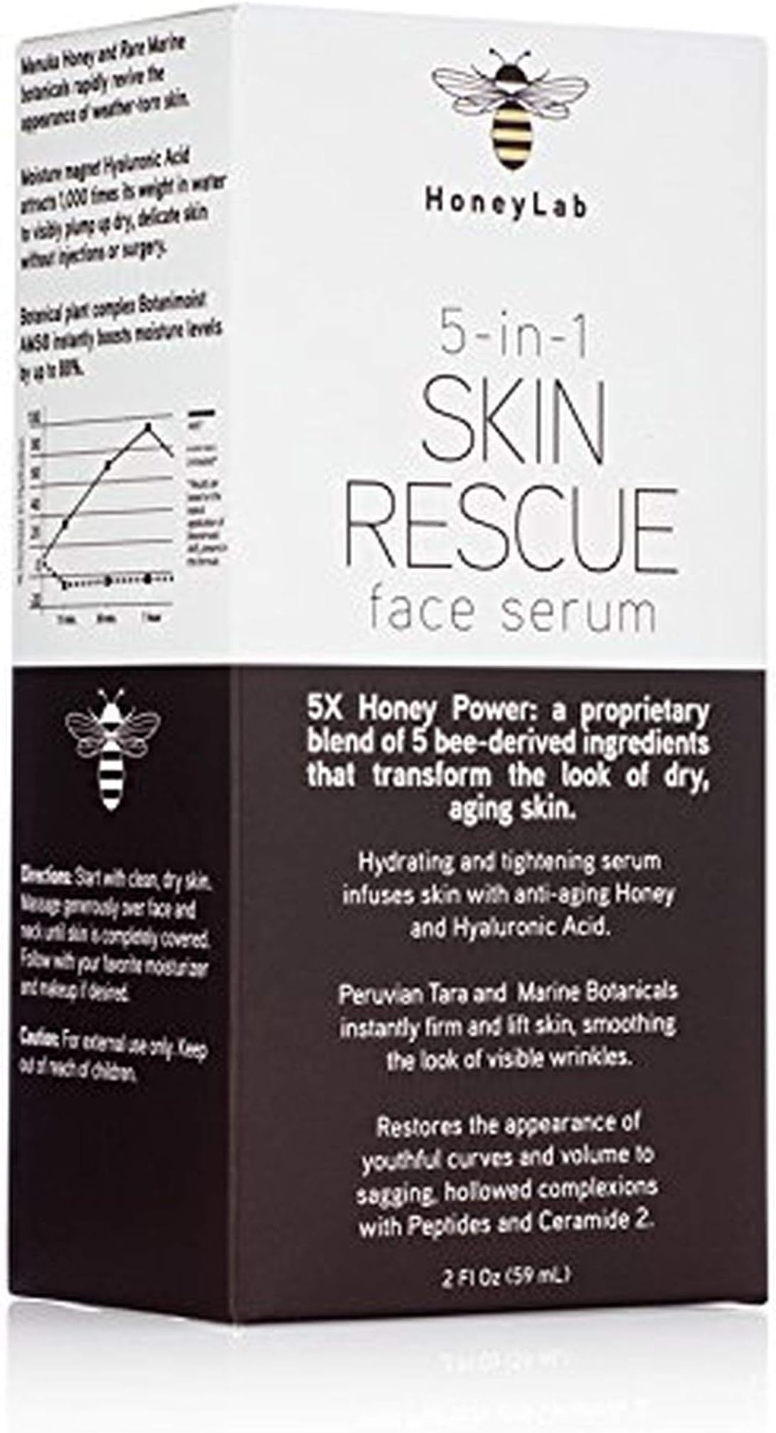 Skin Rescue Face Serum with Manuka Honey, Hyaluronic Acid and peptides. Anti-aging serum contains Marine extracts that soften the look of wrinkles and fine lines. (2oz)