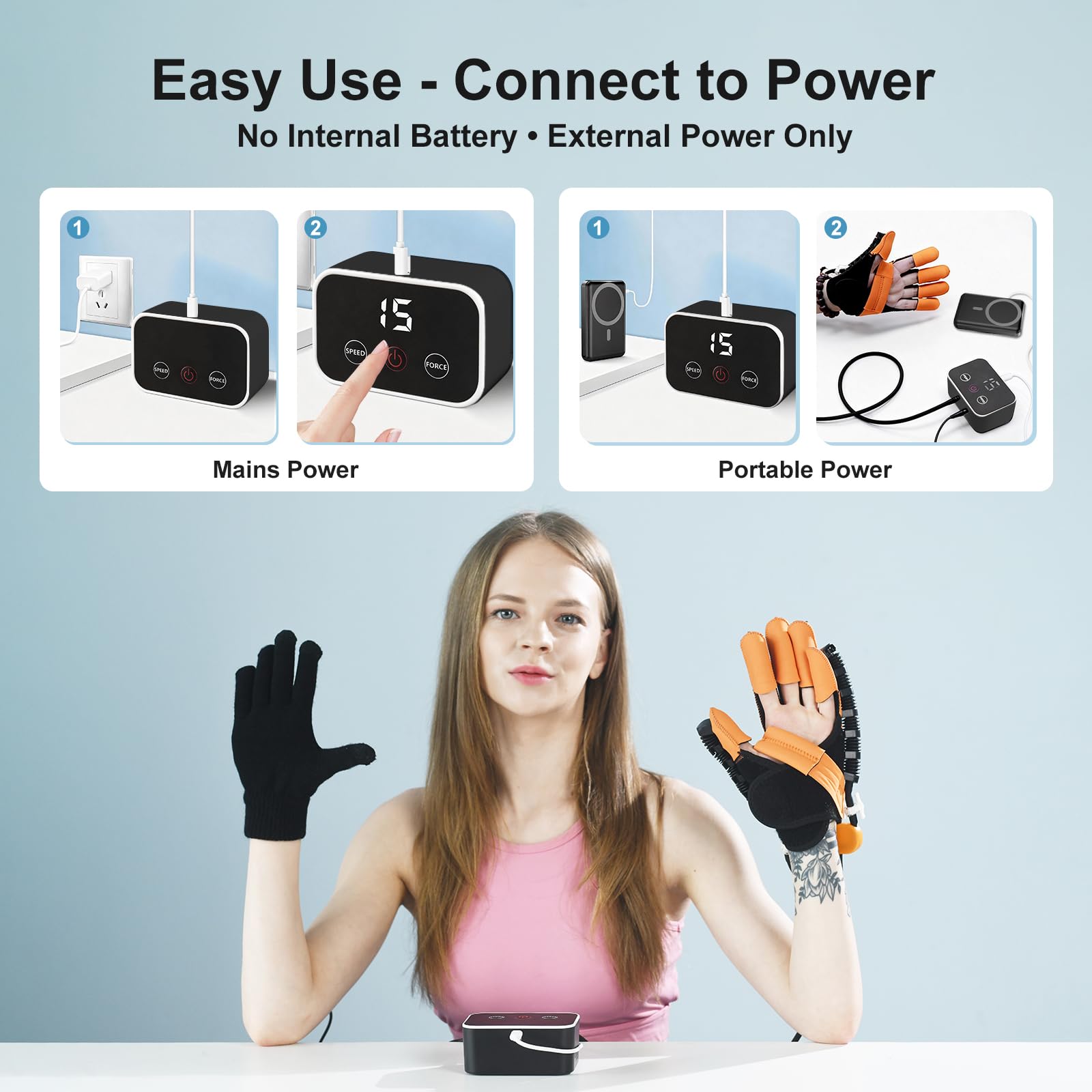 Guanto Robotico per Allenamento della Mano, Supporto per Esercizi Dita e Mobilità - Attivatore Muscolare per Benessere delle Mana