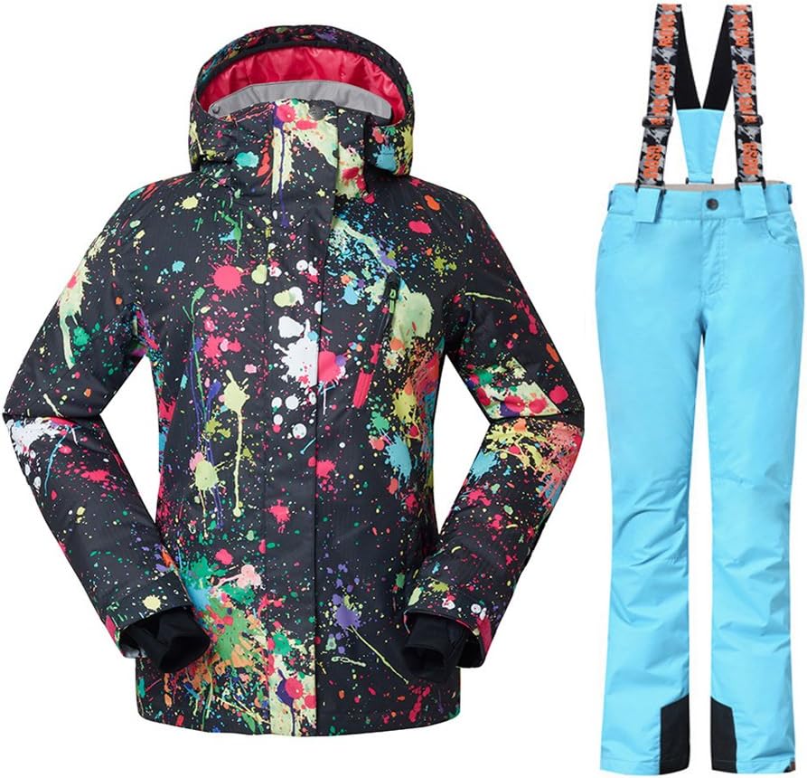 HOTIAN Windproof Waterproof Bright Color Ski&Snowboarding Jacket Pants Ski Suit Women