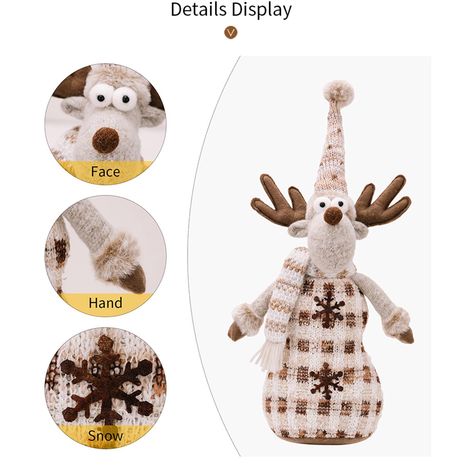 Juguete de peluche de doble nivel para Navidad, muñeco de nieve, ciervo, decoración de accesorios de exhibición para el hogar, tienda