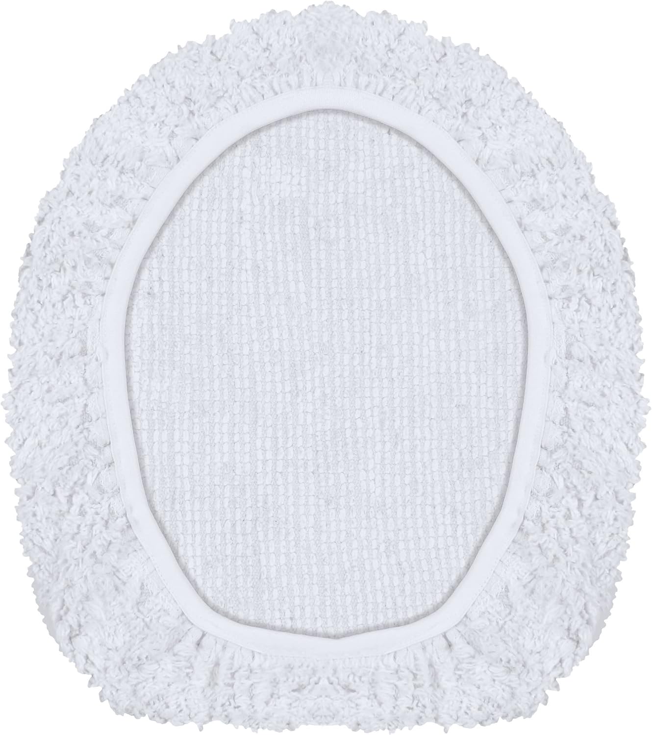 Home Weavers Luxury Collection 18" x 18" Toilet Lid Cover – 100% Cotton, White, Tufted, Soft & Absorbent, Non-Slip, Machine Washable Bathroom Lid Cover Mat