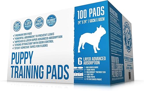 Vista 11 de Bulldogology 50 almohadillas para cachorros (24 x 24) grandes para orinar para perros, almohadillas de entrenamiento de mascotas de 6 capas
