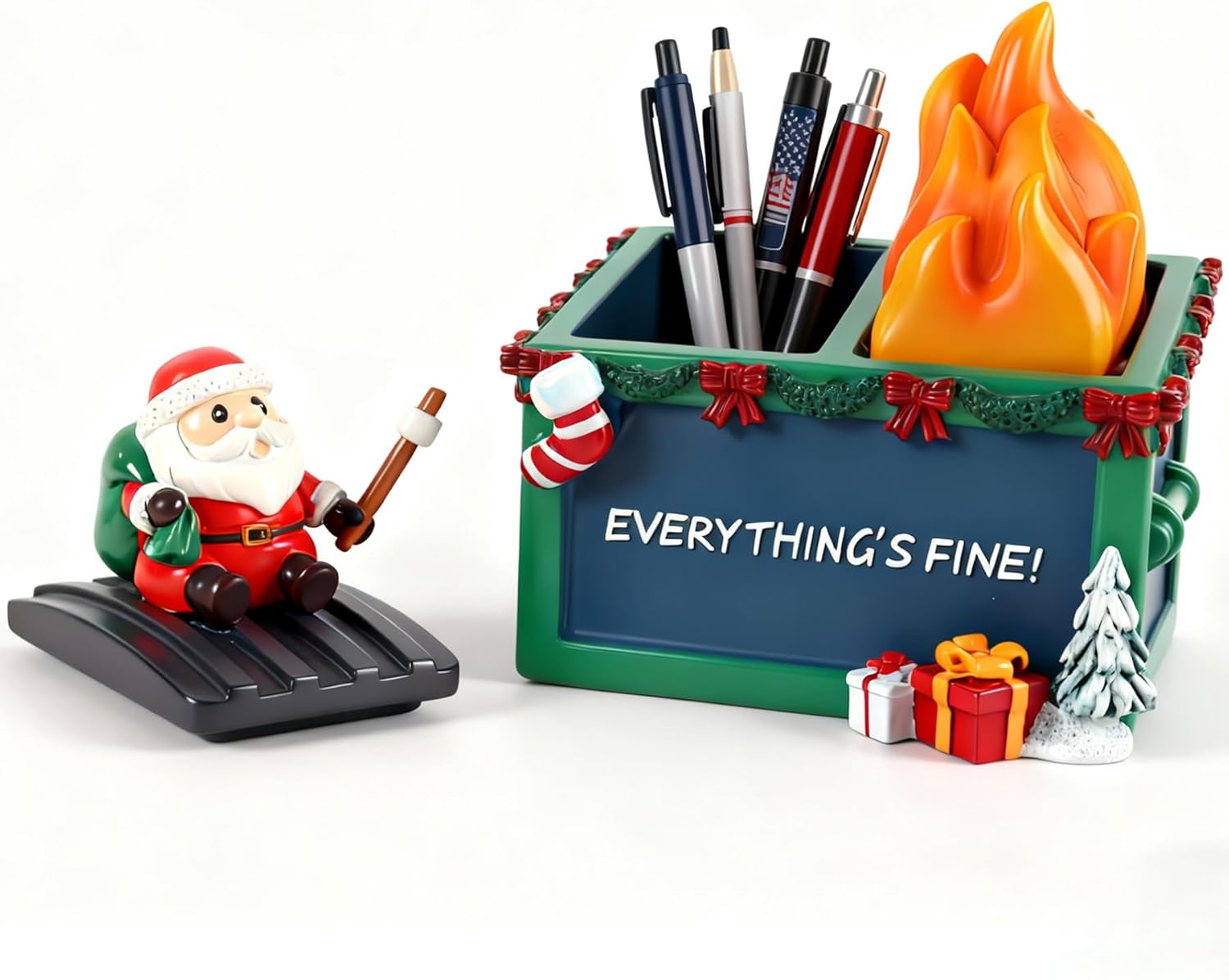 Desk Accessories This is Fine Cat Figurines Cute Office Desk Accessories Gifts for Women Coworker Nurse (Blue)