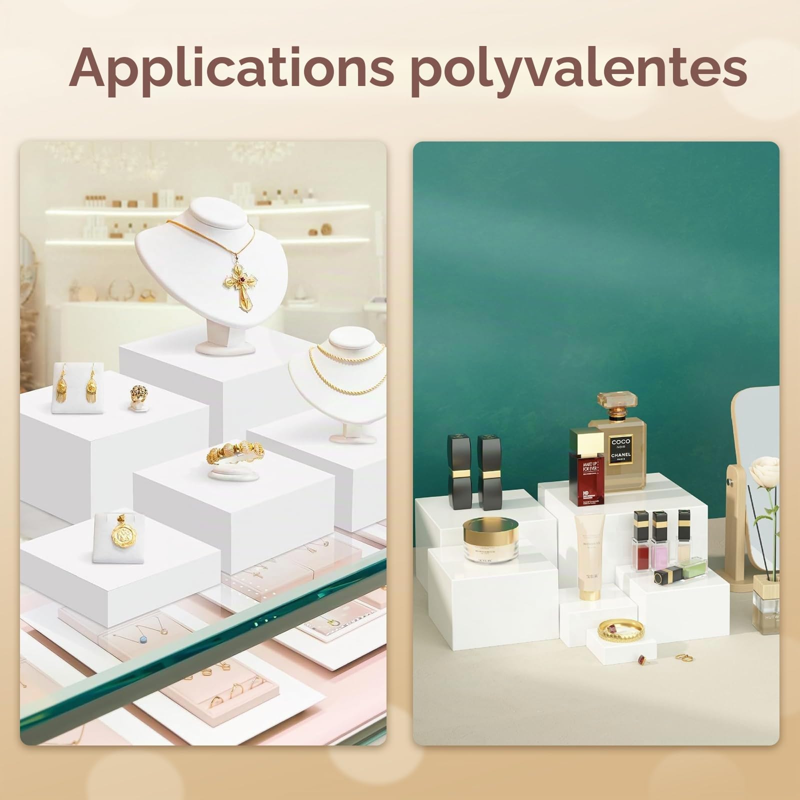 Lot de 6 Présentoirs de Buffet et Apéritif en Acrylique, 3/4/5/6/7/8 Pouces Boxes de Présentation Alimentaire Blanches pour Gâteaux, Desserts, Pâtisseries, Bijoux, Mariages