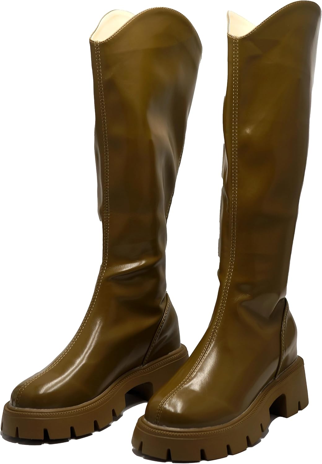 Amazon | [MIDIRO] ブーツ レディース ロングブーツ ロング丈 ブーツ 通学 通勤 美脚 太ヒール ハイヒール ブラウン 黒 ...