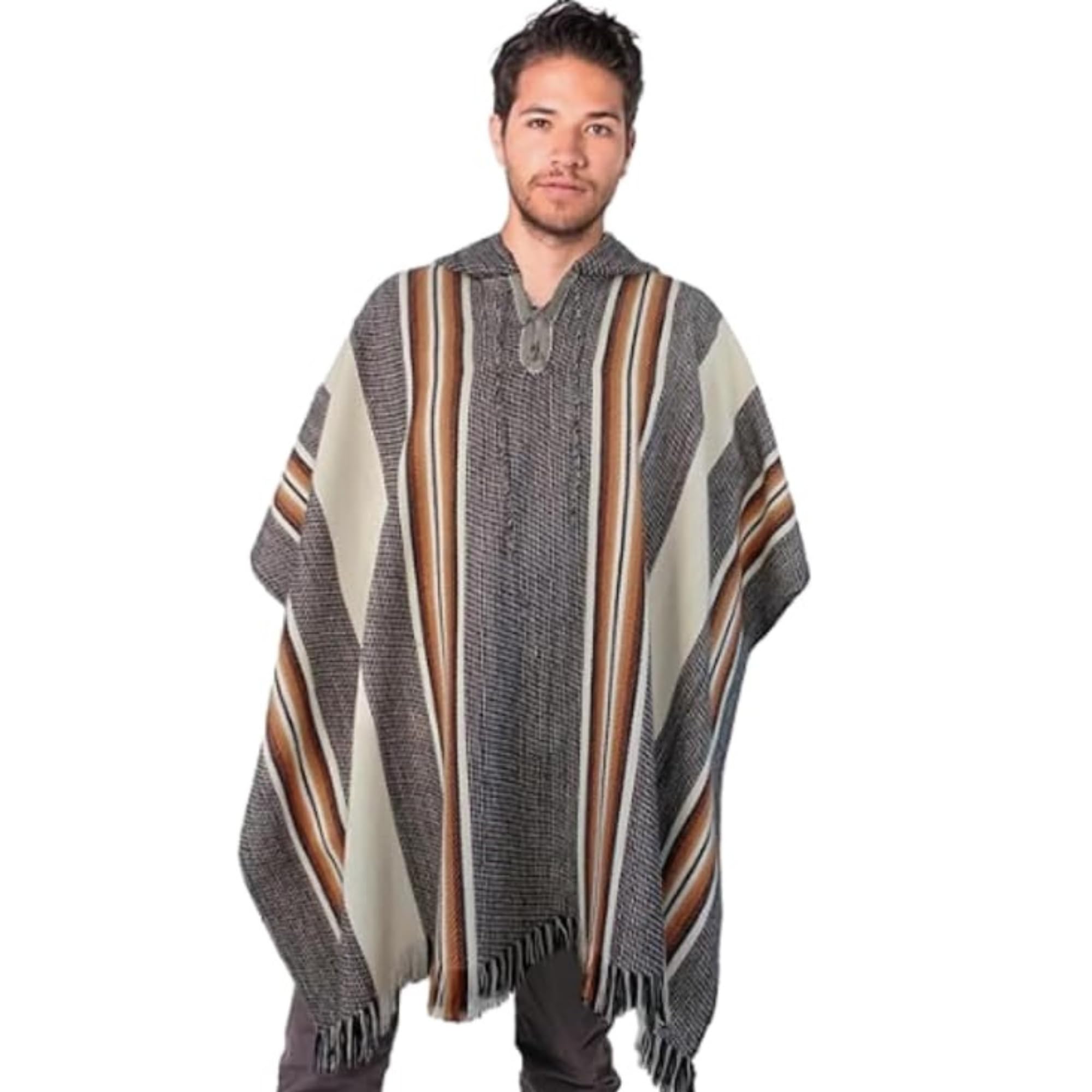 gamboa Alpaca Rustic Poncho with Hood-picture-29