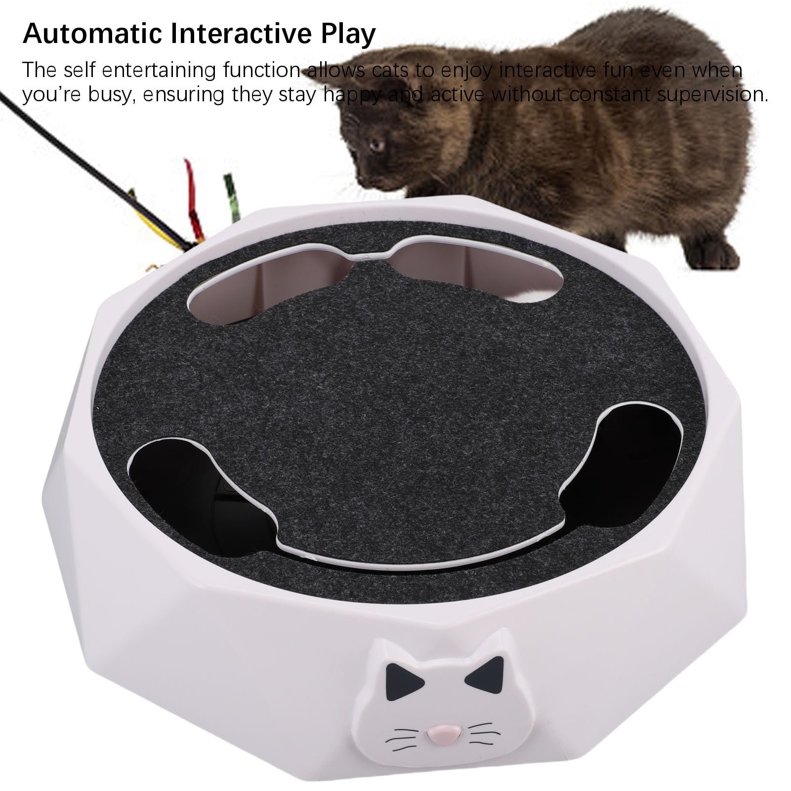 Fockety Juguete para Gatos, Juguete Interactivo automático eléctrico para Gatitos con rascador y Rata corredora, Bonito Juguete de escondite para Gatos con Rata para Hacer Ejercicio
