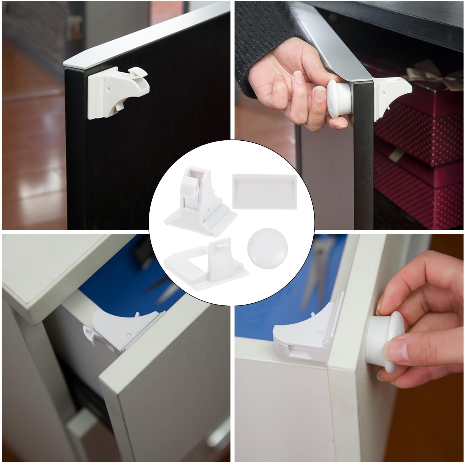 Verrous Magnétiques et Accès Contrôlé pour Tiroir et Armoire Lot de 10 Protection Contre Blessures Sécurité Enfants avec Clé, Matériau Abs Blanc pour Enfants