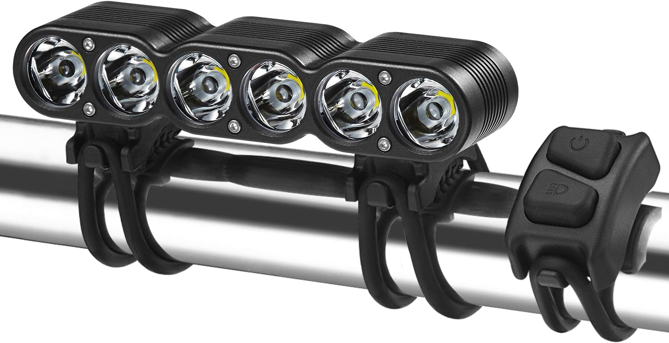 Gemini Titan 2500 USB Rechargeable Front Bike Light, Road & Mountain Bicycle LED Headlight, OLED Screen Display, Programmable Modes, Wireless Remote, 1-Year Warranty