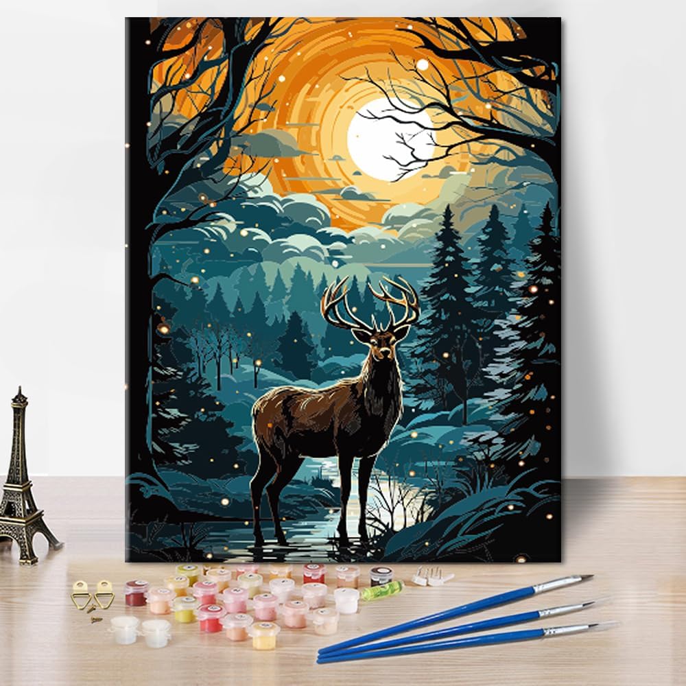 TUMOVO Paint by Number for Adults Canvas Reindeer Paint by