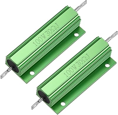 uxcell 2 Pcs Aluminum Case Resistor 100W 30 Ohm Wirewound Green for LED Replacement Converter 100W 30RJ