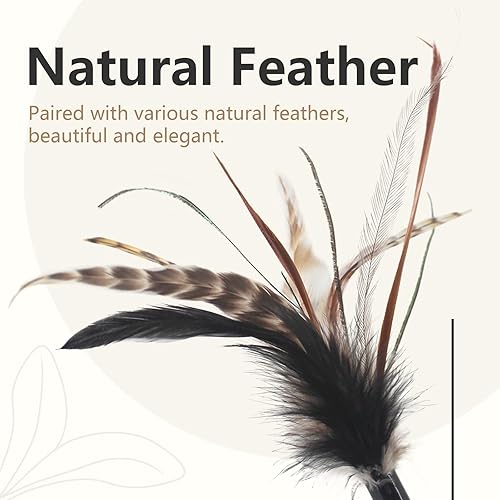 Miniatura 2 de SONGWAY Juguete de varita de plumas para gatos, varita de juguete para gatos con 4 recambios flexibles de plumas de resorte, juguetes interactivos