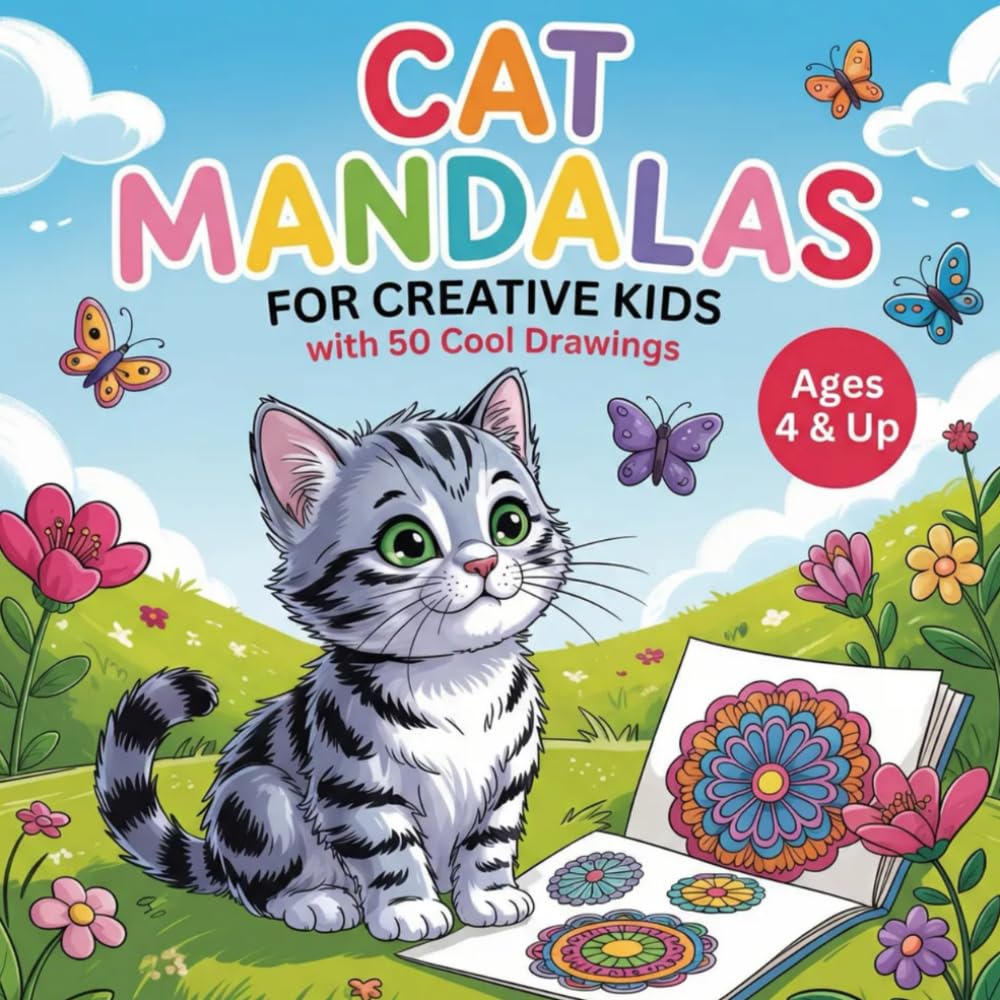 Cat Mandalas for creative kids with 50 cool Drawings (Magische Mandala Welt für Kinder ab 4 Jahren)