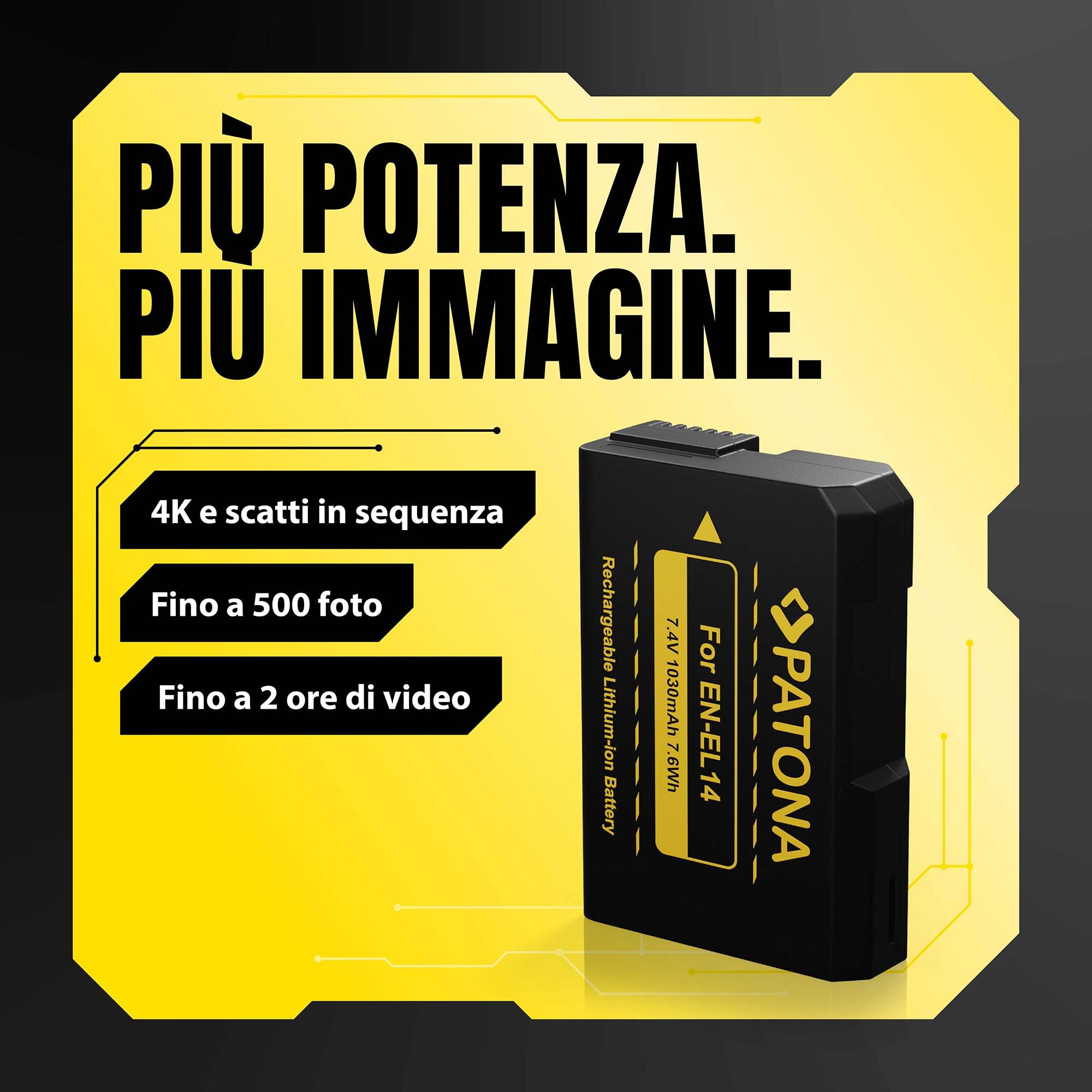 PATONA 2x EN-EL14 Batteria 1030mAh compatibile con Nikon Coolpix P7000 P7100 P7700 P7800 D3100 D3200 D3300 D3400 D3500 D5100 D5200 D5300 D5500 D5600 5600 Df ENEL14 EN EL14 EN EL 14 EN-EL14a