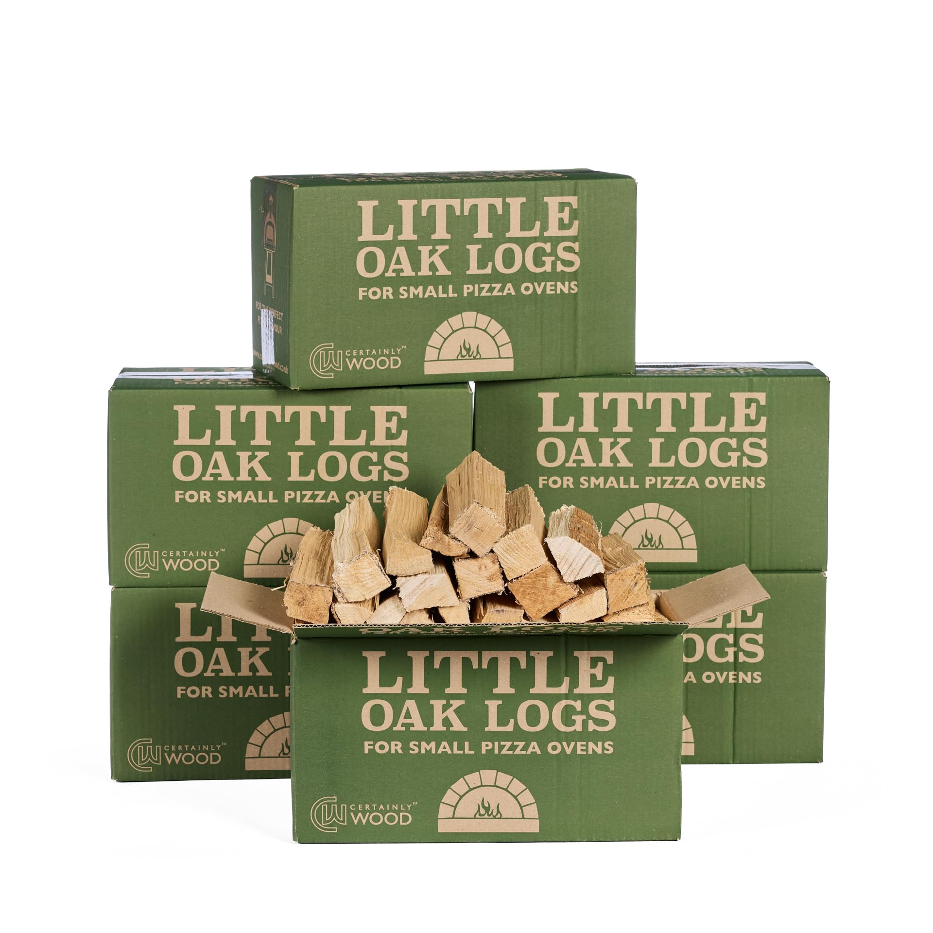 Certainly Wood Oak Pizza Sticks 6 box– Kiln Dried Wood for Small & Mini Pizza Oven – Quick to Light Hardwood Stick – Long Burn & High Temperature – Ready to Burn Accredited – Sustainably Sourced