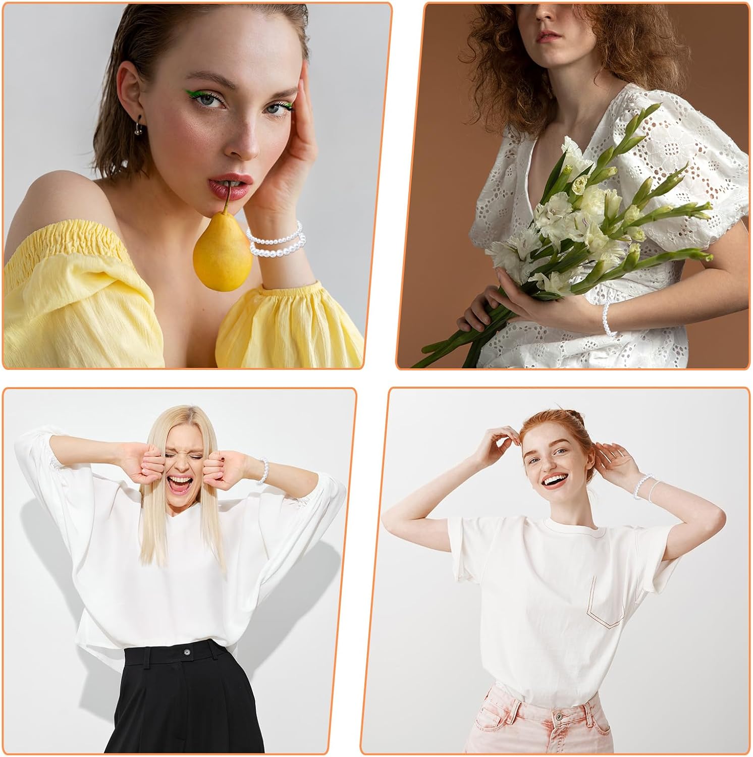 10 PCS Faux Pearl Bracelets, White Pearl Bracelet for Women, Stackable Stretch Beaded Bracelets Set for Bridesmaid Wedding Bridal Party Daily Wear - Image 5