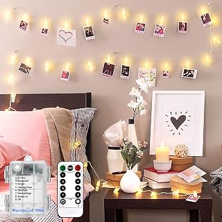 20 LED's Photo Clips withTwinkle Fairy String Lights for Hanging Picture/Card/Memo,Waterproof Battery Powered with 8 Modes&Timer Remote,Light Strip for Dorm/Bedroom,Wall Decoration