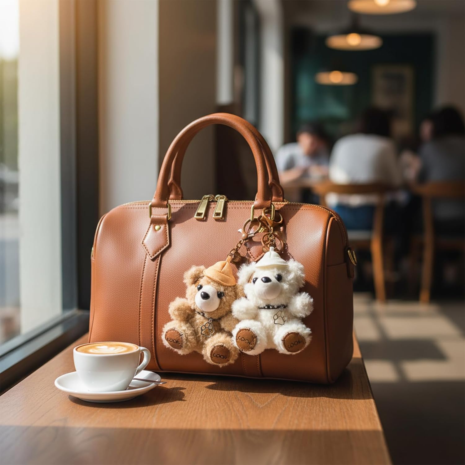 Plush Bear with Choker and Hat Keychain - Adorable Stuffed Bear Keyring, Bag Charms & Car Accessories for Women - Image 5