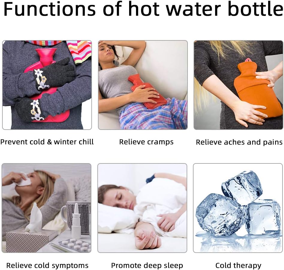 Rubber Hot Water Bottle with Cover - 2 Pack 2 Liters Classic Hot Water Bag for Pain Relief, Neck and Shoulders, Menstrual Cramps, Hot and Cold Therapy - Cartoon owl Pattern(2 L*2) : Health & Household