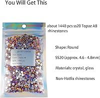 Vista 49 de Genie Crystal ss34 Red Glass Rhinestones 288 Pcs, 7.0 mm Big Light Siam Flatback Rhinestone, Diamond Cut Gems for Crafts, Face Mask, Makeup