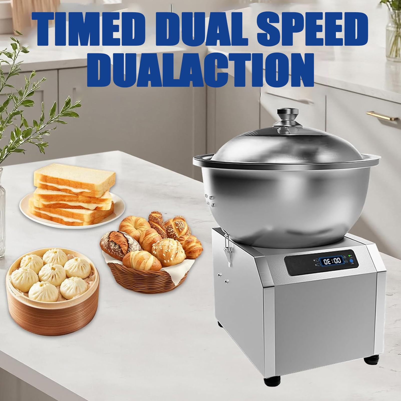 Impastatrice A Spirale 550w, Impastatrice Automatica A Doppia 5kg | Timer e display a LED, impastatrice a spirale per pizza e pane(white)
