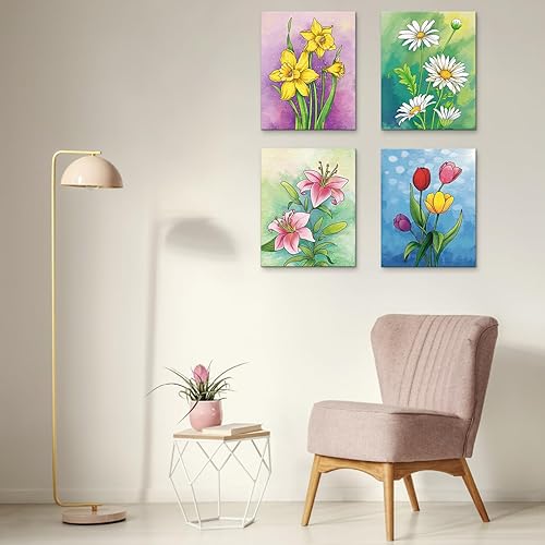 Vista 27 de VOCHIC Paquete de 4 kits de fiesta de 8 x 10 pulgadas, kit de pintura de lienzo predibujado para pintura para adultos, suministros de pintura