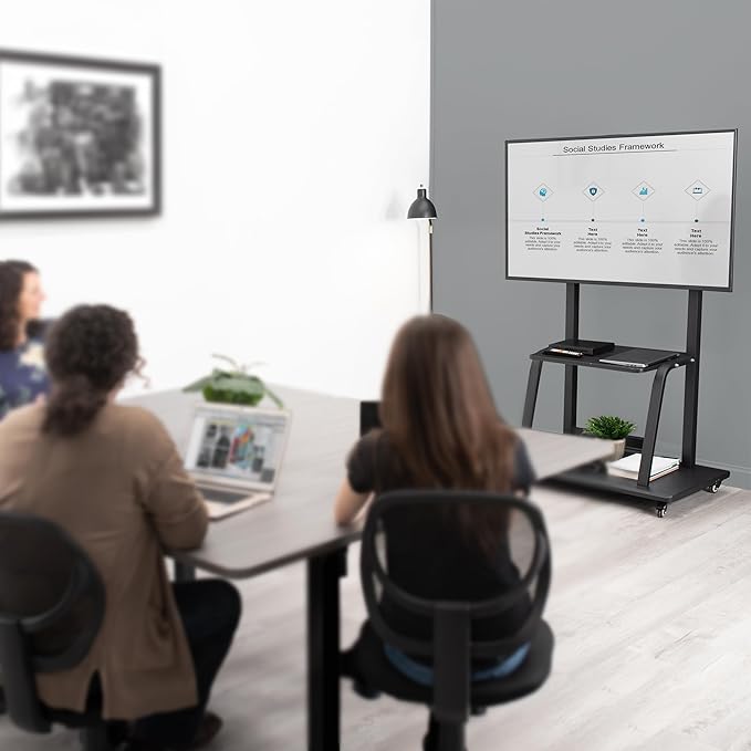 Carrito Móvil para TV VIVO de 42 a 100 pulgadas, soporta hasta 330 lbs, Negro miniatura 7