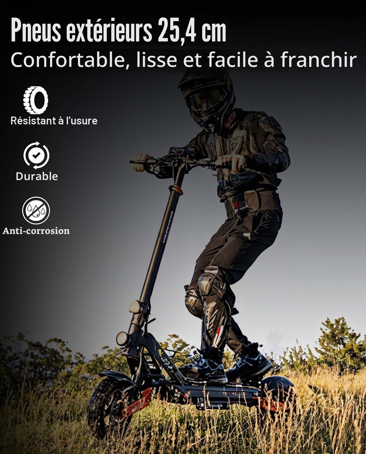 Lot de 2 pneus avant et arrière compatibles avec KuKirin G2 Max / G2 Master KickScooter 255 x 80 vide pneu extérieur, 10 pouces antidérapant accessoires d'origine
