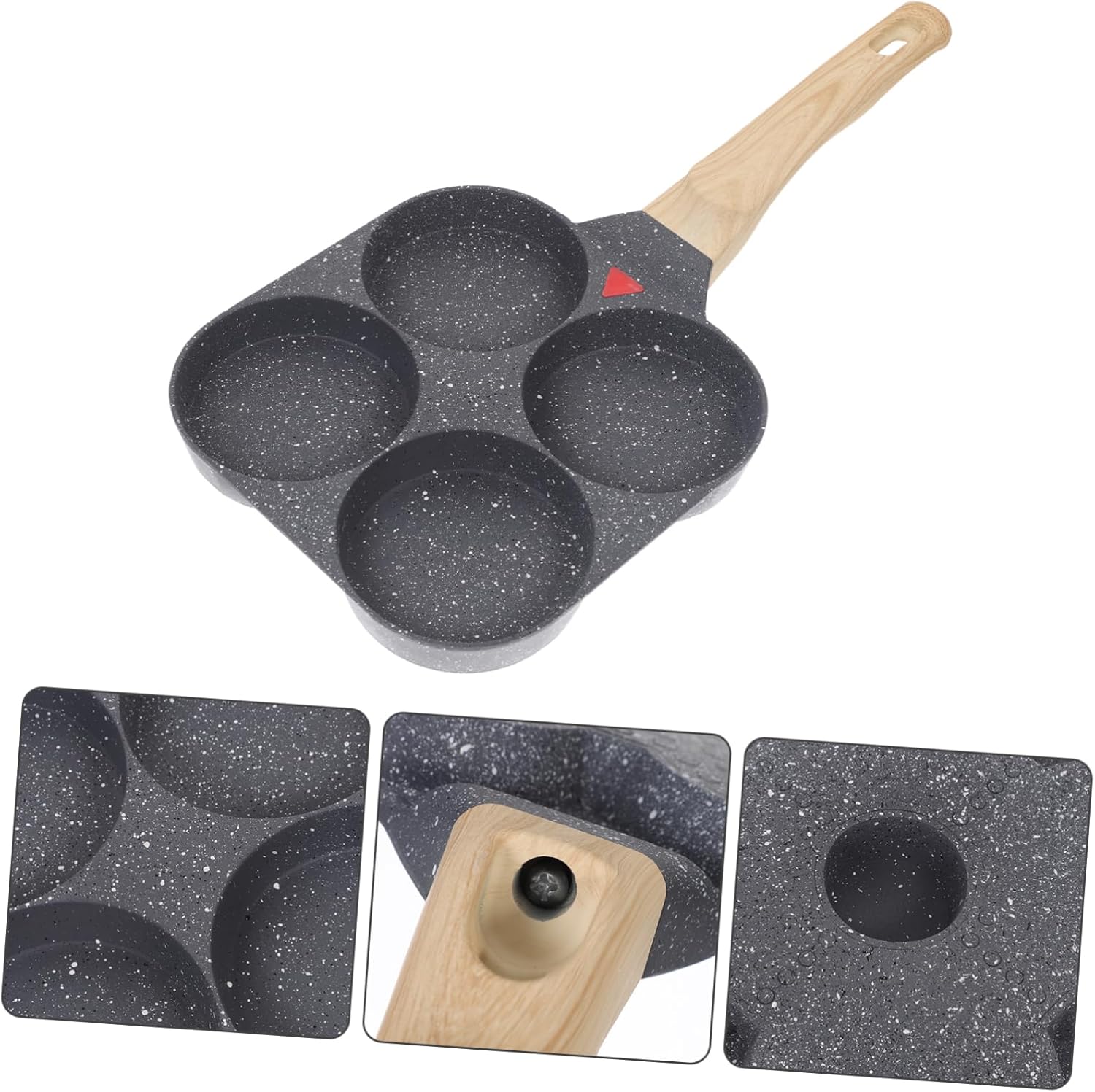 Alipis 4holes Nonstick Omelette Pan Mini Frying Pan Egg Cooking Heat Resistant Handle Maker Kitchen Tool
