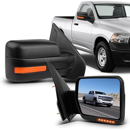 ECCPP L+R Power Towing Mirrors Heated Puddle Signal Lights for 2007-2014 for Ford for F150 Side View Pair Set