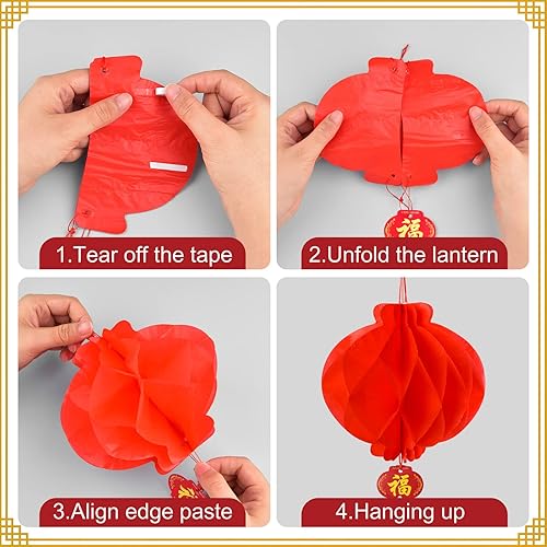 Miniatura 3 de Coopay 40 linternas chinas rojas para decoración de Año Nuevo, festival de primavera, boda, restaurante (8 pulgadas)
