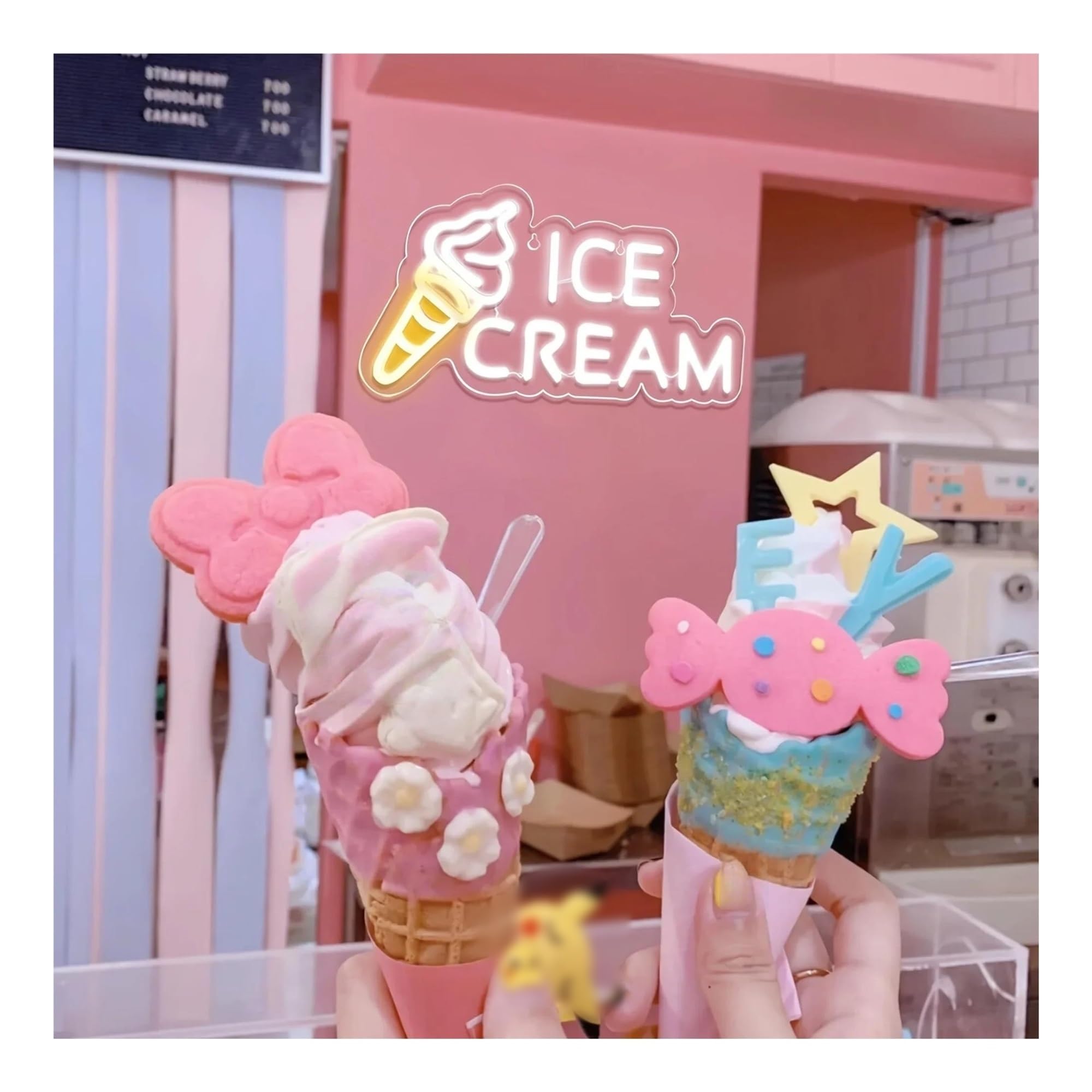 Luces de neón Letrero De Neón Ice Cream, Arte Mural Vibrante Para Heladerías, Iluminación Decorativa Para Tiendas De Conveniencia, Fiestas Y Comercios.