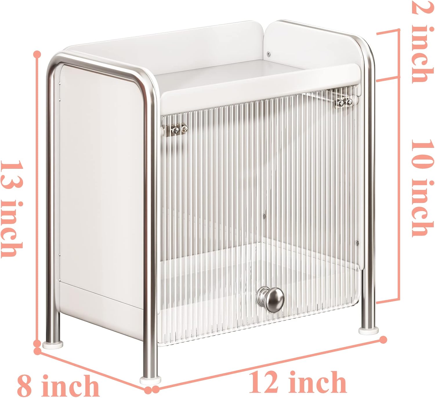 Makeup Organizer, Metal Cosmetic Display Case with Half-Clear Acrylic Door and Pull-Out Drawer, White : Beauty & Personal Care
