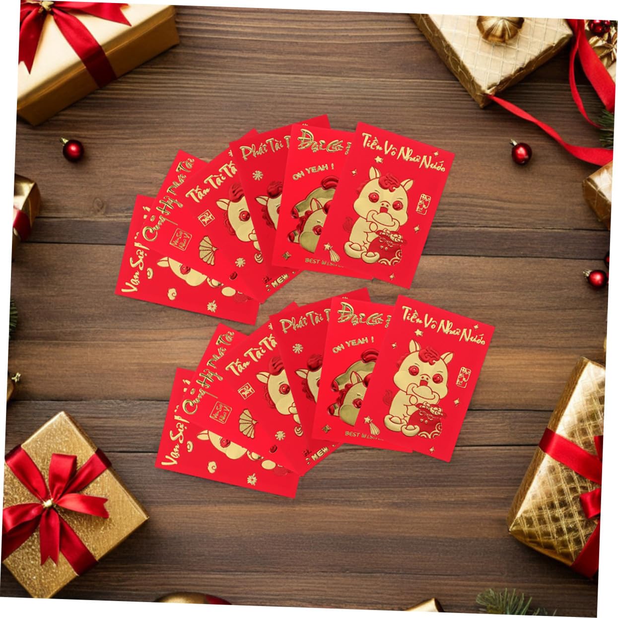 OSALADI 360 Sztuk Sztuk Kreatywnych Kopert Czerwonych Hong Bao Rok Konia z Tekstem Wietnamskim Trwałe Koperty Lunar Year Festival Rodzinne i Korporacyjne Uroczystości