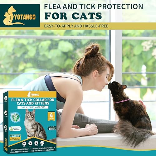 Miniatura 9 de Paquete de 4 collares antipulgas para gatos, collar de pulgas y garrapatas de gato de 8 meses, prevención de tratamiento de collar de pulgas