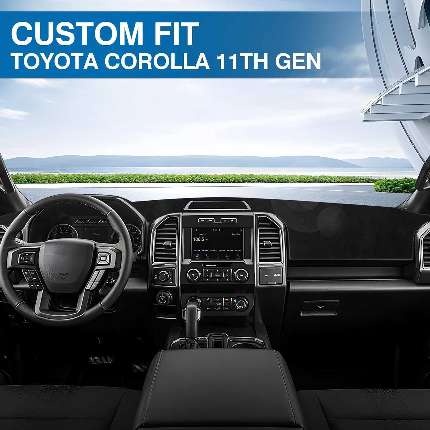 KUST Black Dash Cover for Toyota Corolla 2014-2017 2018 Left Hand Driving Dashboard Cover Non-Slip Center Console Dash Cover Interior Accessories for Corolla Custom Fit Dash Mat No Glare